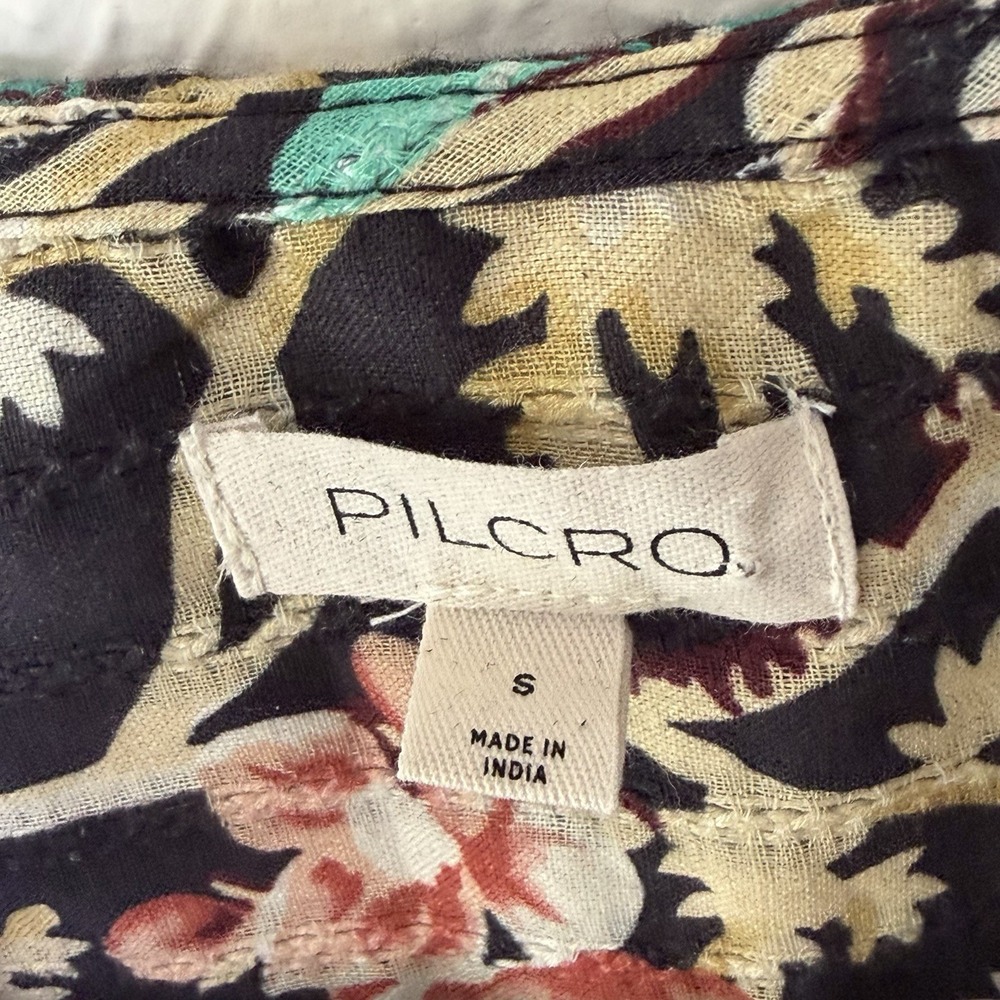 Anthropologie Pilcro Floral Top Blouse Small Twee Peter Pan Collar Button Down - Picture 3 of 11